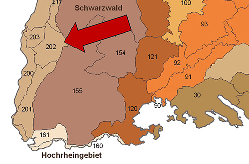 Die Freiburger Bucht in der Großlandschaft Südliches Oberrhein-Tiefland - Quelle LUBW