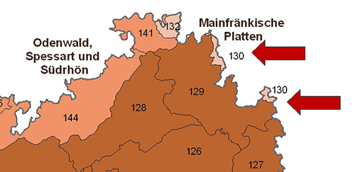 Ochsenfurter- und Gollachgau in der Großlandschaft Mainfränkische Platten - Quelle LUBW