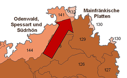 Die Marktheidenfelder Platte in der Großlandschaft Mainfränkische Platten - Quelle LUBW