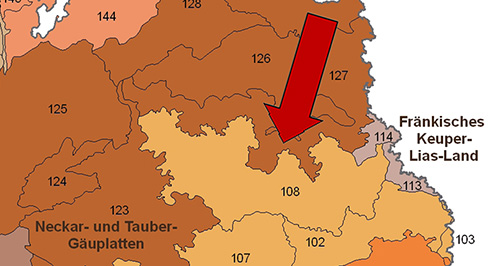 Die Schwäbisch-Fränkischen Waldberge in der Großlandschaft Schwäbisches Keuper-Lias-Land - Quelle LUBW