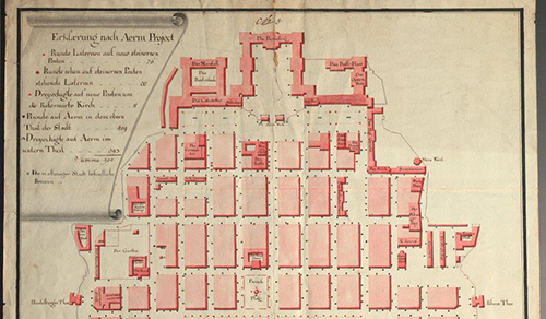 Plan der Residenz Mannheim, zweite Hälfte 18. Jahrhundert – Quelle LABW (GLAK H Mannheim 1a)
