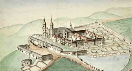 Das Kloster St. Peter im Schwarzwald, 1812: Das Bild gibt den Zustand des Klosters im 18. Jahrhundert wieder (GLA 14/4)