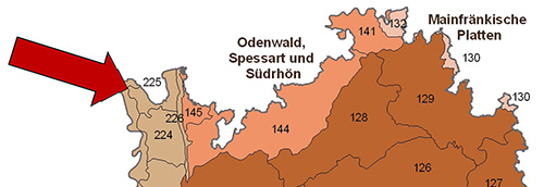 Die Hessische Rheinebene in der Großlandschaft Oberrheinisches Tiefland und Rhein-Main-Tiefland - Quelle LUBW