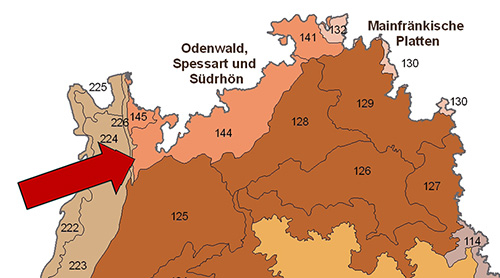 Der Sandstein-Odenwald in der Großlandschaft Odenwald, Spessart und Südrhön - Quelle LUBW