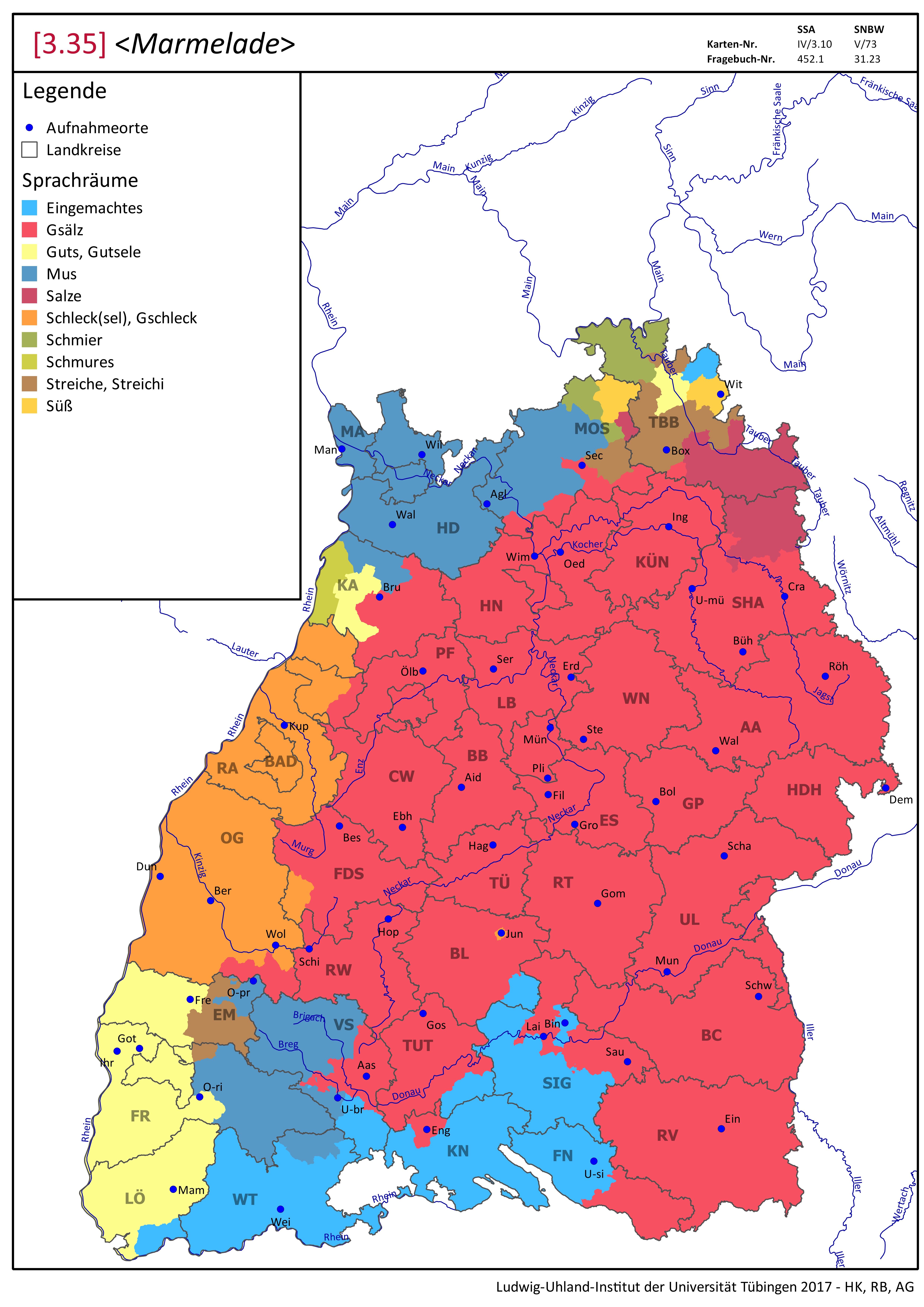  Übersicht Dialekte in Baden-Württemberg, Lexik 