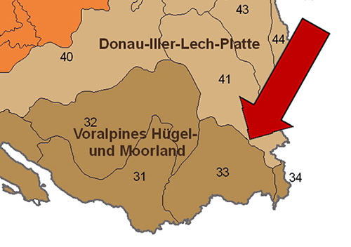 Das Westallgäuer Hügelland in der Großlandschaft Voralpines Hügel- und Moorland - Quelle LUBW