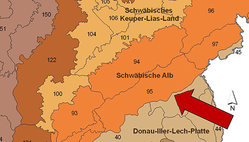 Die Mittlere Flächenalb in der Großlandschaft Schwäbische Alb - Quelle LUBW
