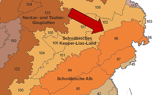 Albuch und Härtsfeld in der Großlandschaft Schwäbische Alb - Quelle LUBW