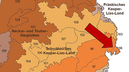 Die Ries-Alb in der Großlandschaft Schwäbische Alb - Quelle LUBW