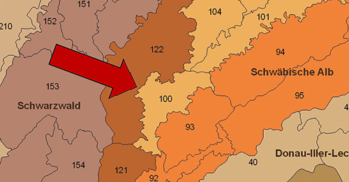 Das Südwestliche Albvorland in der Großlandschaft Schwäbisches Keuper-Lias-Land - Quelle LUBW