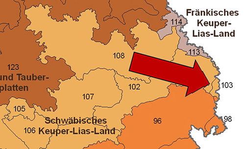 Das Ries in der Großlandschaft Schwäbisches Keuper-Lias-Land - Quelle LUBW