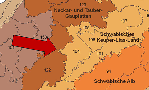 Schönbuch und Glemswald in der Großlandschaft Schwäbisches Keuper-Lias-Land - Quelle LUBW