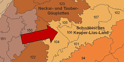 Die Filder in der Großlandschaft Schwäbisches Keuper-Lias-Land - Quelle LUBW
