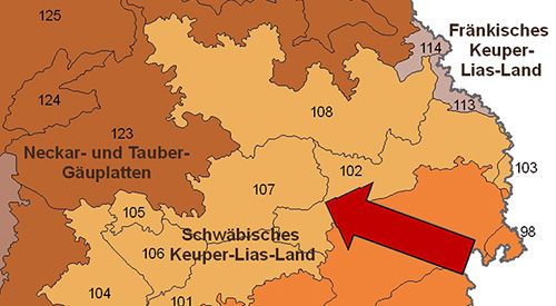 Schurwald und Welzheimer Wald in der Großlandschaft Schwäbisches Keuper-Lias-Land - Quelle LUBW
