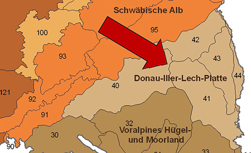 Die Riß-Aitrach-Platten in der Großlandschaft Donau-Iller-Lech-Platten - Quelle LUBW