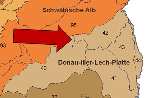 Das Hügelland der unteren Riß in der Großlandschaft Donau-Iller-Lech-Platten - Quelle LUBW