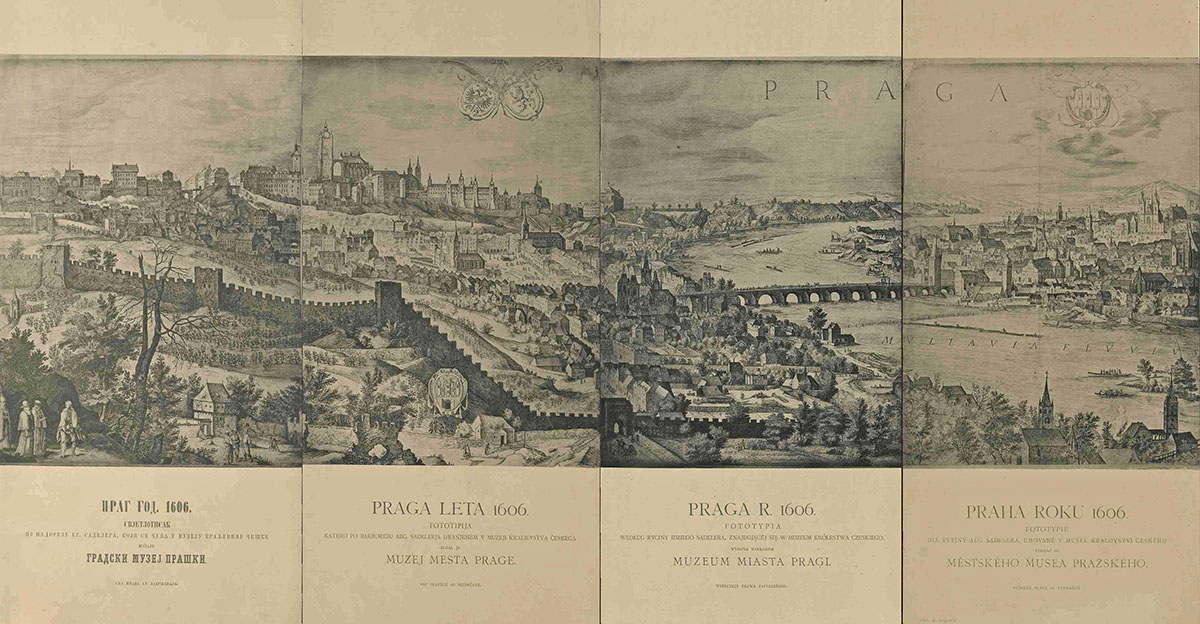 Ausschnitt aus einem Panorama der Stadt Prag von 1606, hg. vom Prager städtischen Museum, um 1890 [Quelle: Landesarchiv BW, HStAS M 703 R2N1]