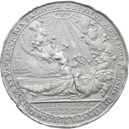  Medaille von Sebastian Dadler auf den Tod von Gustav Adolf und seine Beisetzung [Quelle: Landesmuseum Württemberg]