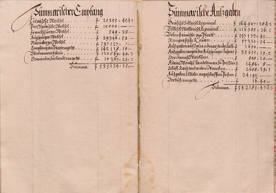 Soldzahlungen des Reichspfennigmeisteramtes, 1601–1602. Quelle: Landesarchiv BW, StAL B 90 Bü 449.. Zum Vergrößern bitte klicken.