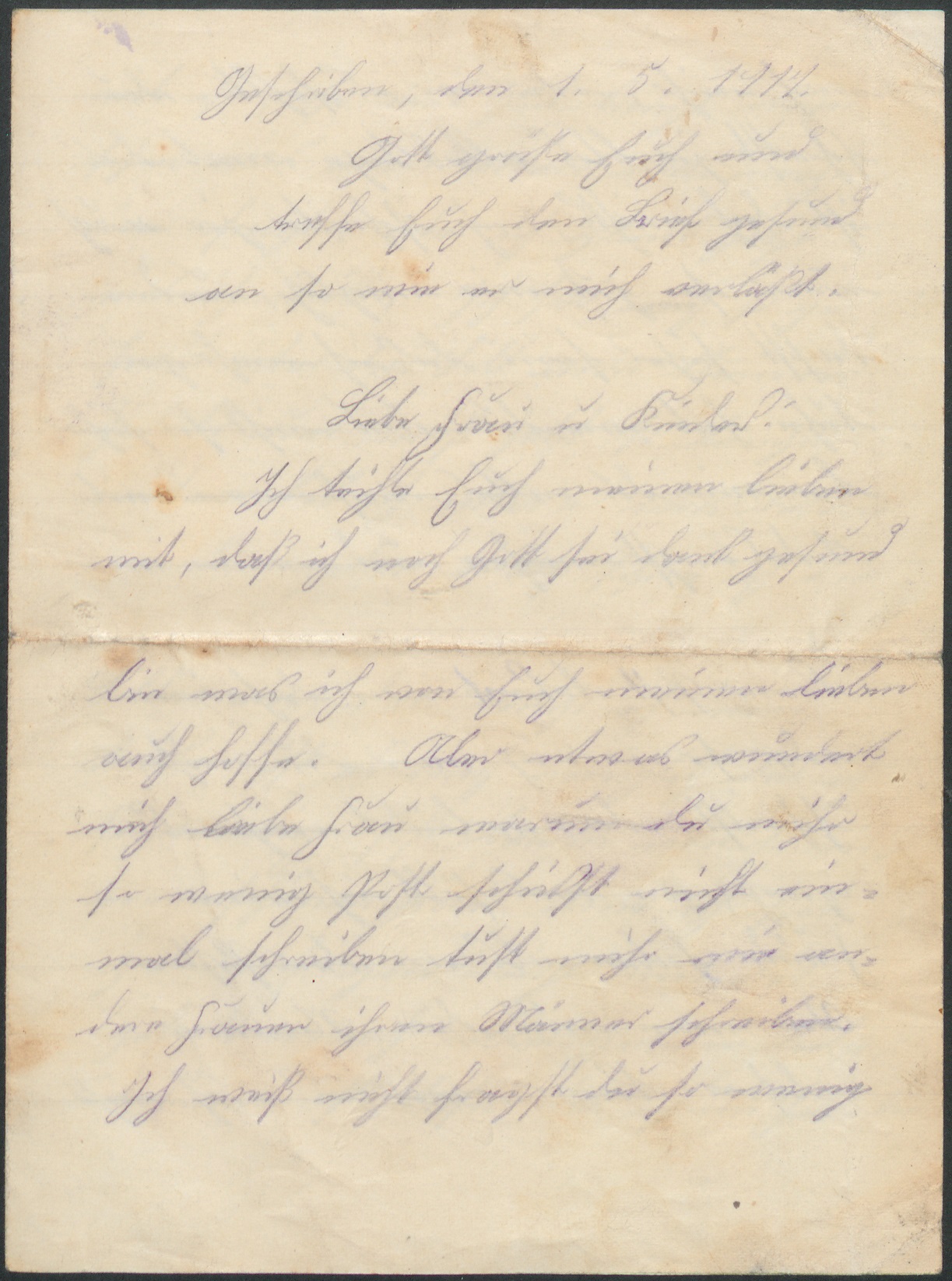 La dernière lettre du soldat Emil Burger du 1er mai 1917