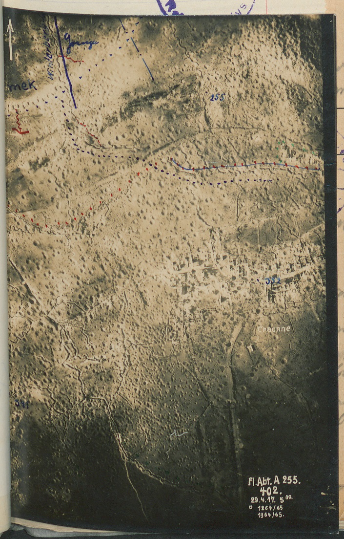 Luftbildaufnahme der Stellungen bei Craonne