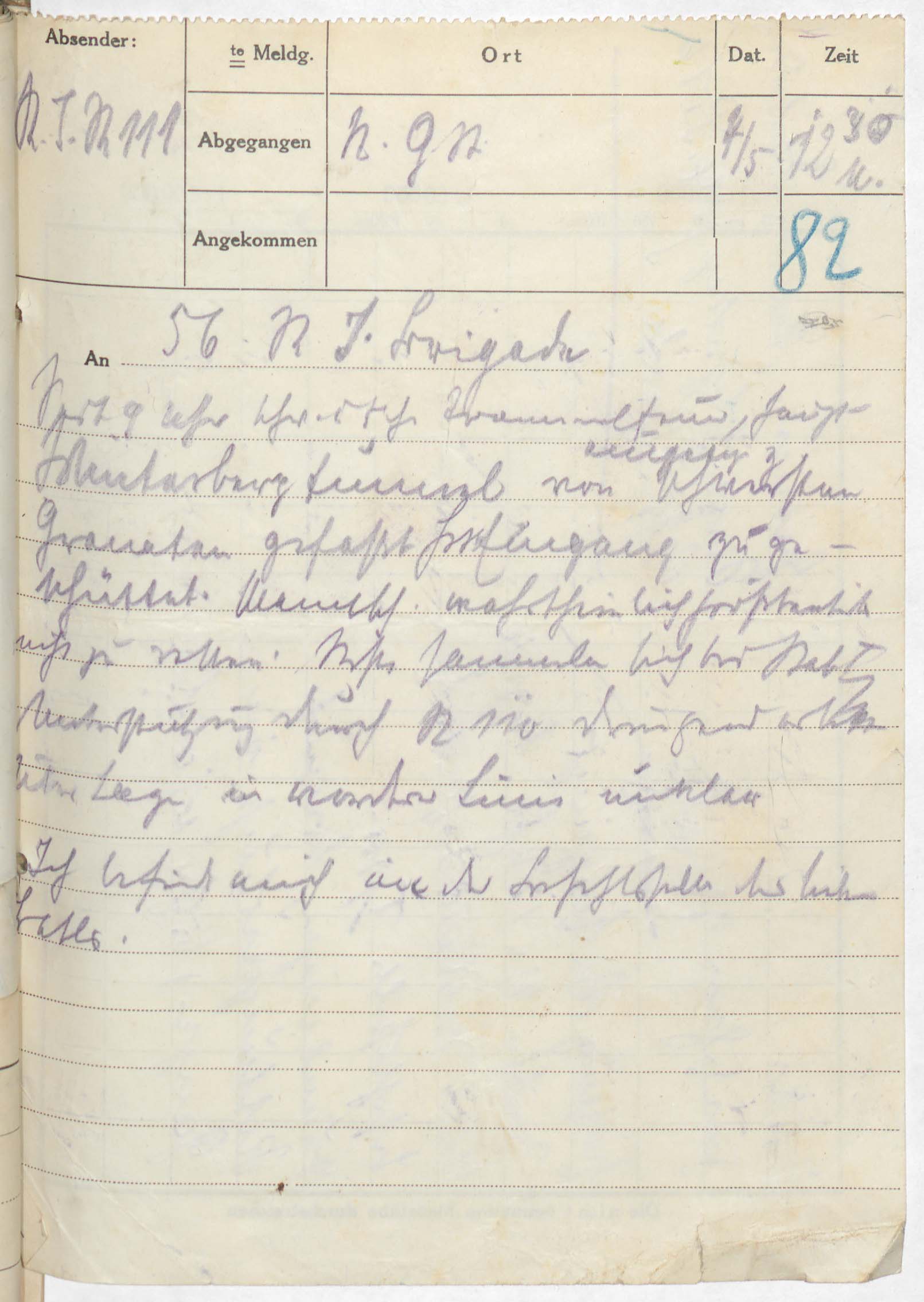 Bericht des Regimentskommandeurs Major Karl Wilhelm Schüler vom 8. Mai 1917 (Quelle: Landesarchiv BW; GLAK 456 F 16/283) 