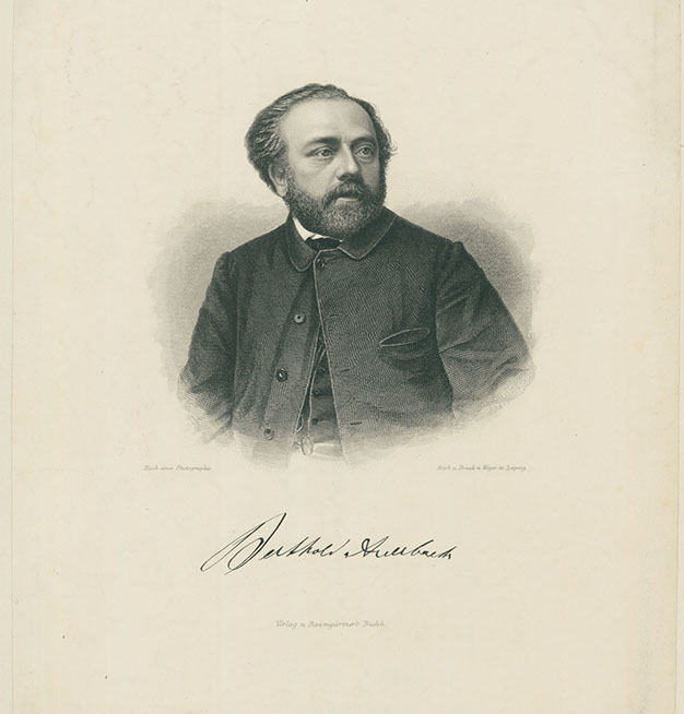 Berthold Auerbach, Stahlstich, vor 1865. [Quelle: Unibibliothek Tübingen]