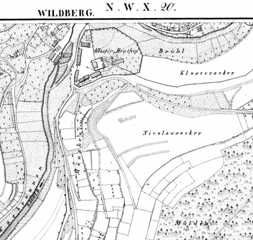 Das Kloster Reutin auf der Flurkarte des Königreichs Württemberg, 1836 – Quelle LABW 