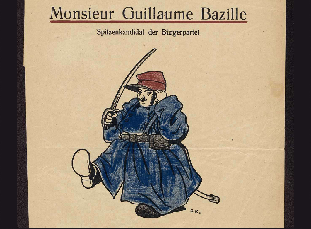Karikatur über Wilhelm Bazille (DNVP), Württembergischer Staatspräsident (1924 bis 1928) aufgrund der französischen Wurzeln seines Vaters, (Quelle: Landesarchiv BW, HStAS P 2 Bü 11, Bild 11) 