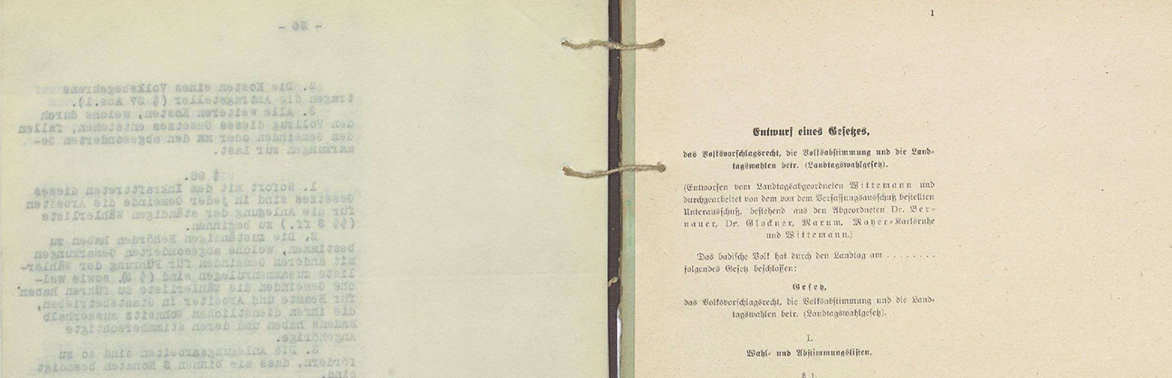 Entwurf des Landtagswahlgesetzes, 1919, (Quelle: Landesarchiv BW, GLAK 231 Nr. 9154, Bild 30)