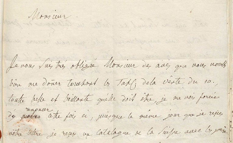 Brief der Karoline Luise von Baden an Gottlieb Heinrich Treuer vom 11. Oktober 1762, (Quelle: Landesarchiv BW, GLAK FA 5 A Corr 37, 19)