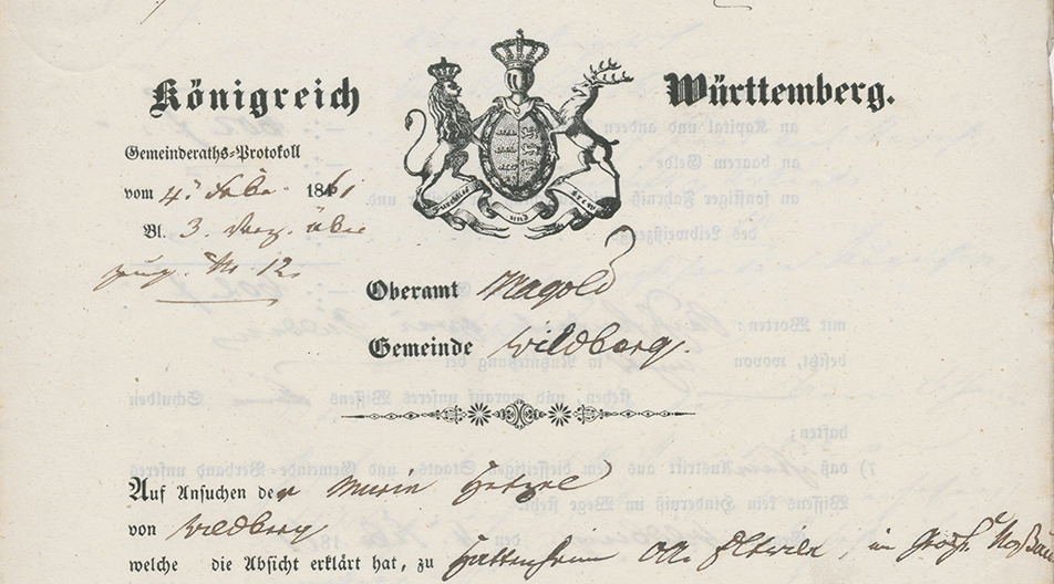 Geburtsbrief für Marie Hetzel von 1826, (Quelle: Landesarchiv BW, StAS Wü 65/21 T 1-2 Nr. 285 1)