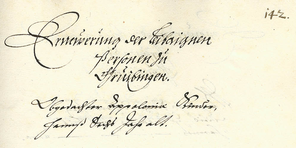 Leibeigenenbuch der württembergischen Kellerei Göppingen, 1621, (Quelle: Landesarchiv BW, HStAS A 298 WLE 7 Bl. 142v)