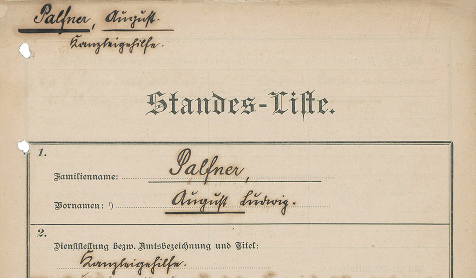 Standesliste des Justizdienstes, Laufzeit 1865–1934, (Quelle: Landesarchiv BW, GLAK 234/3275) 