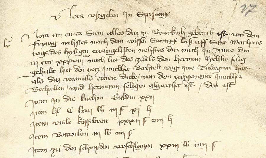 Älteste württembergische Rechnung von 1438, Amt Brackenheim, (Quelle: Landesarchiv BW, HStAS A 329 Bü 3 Bl. 17v)