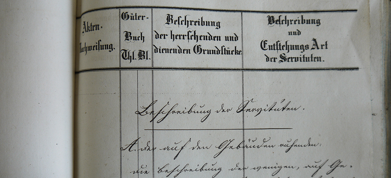Servitutenbuch der Gemeinde Gögglingen, 1852, Seite 1 (Quelle: Grundbuchzentralachiv BW, GBZA A 003.719.356)