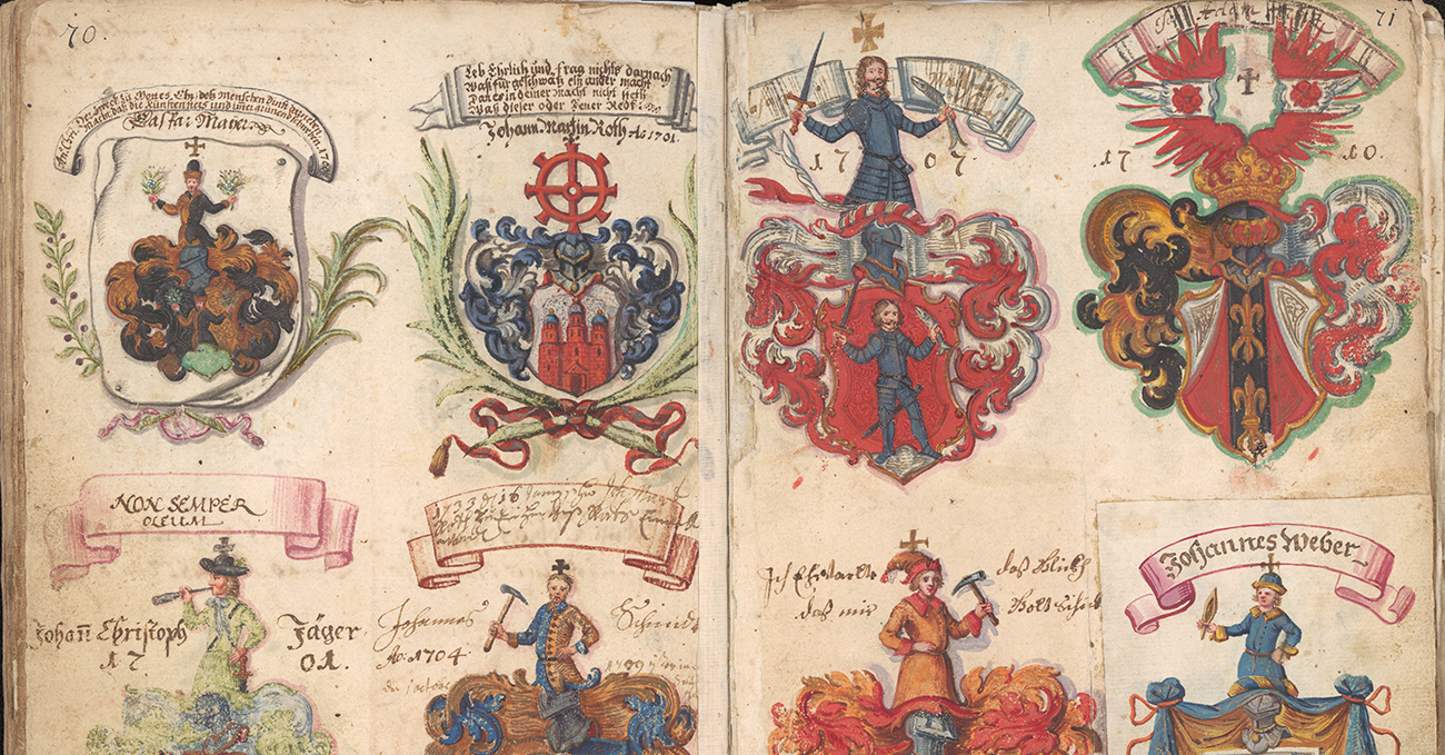 Wappenbuch der Goldschmiedemeister in Ulm, (Quelle: Stadtarchiv Ulm A 7766/1)