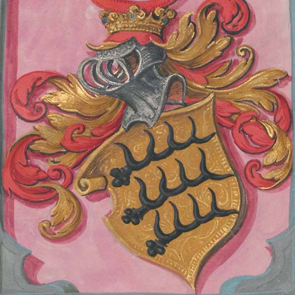 Wappen derer von Württemberg im Lehenbuch Ludwigs V. von der Pfalz, (Quelle: Landesarchiv BW, GLAK 67 Nr. 1058) 