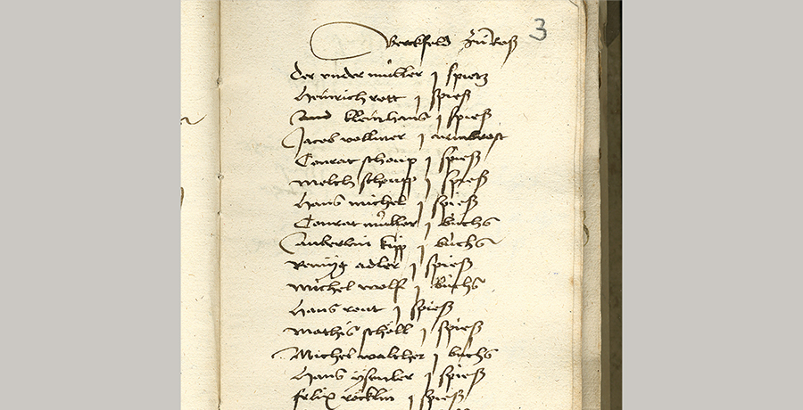 Württembergisches Musterungsregister, 1521, (Quelle: Landesarchiv BW, HStAS A 28a M 18 Bl. 3)