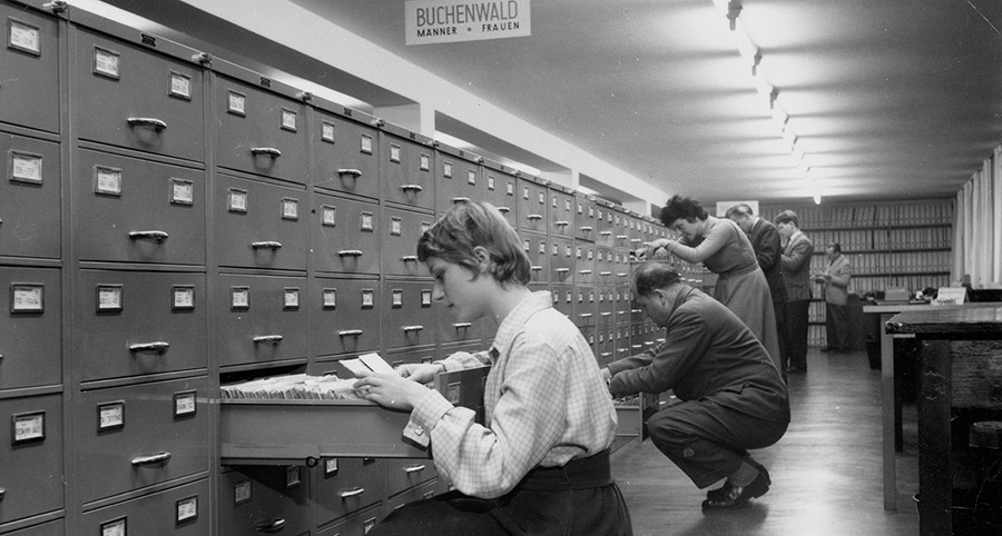 Register über Dokumente aus Konzentrationslagern beim International Tracing Service, Bad Arolsen, o. D., vermutlich 1950er Jahre, (Quelle: Photothèque CICR-DR)