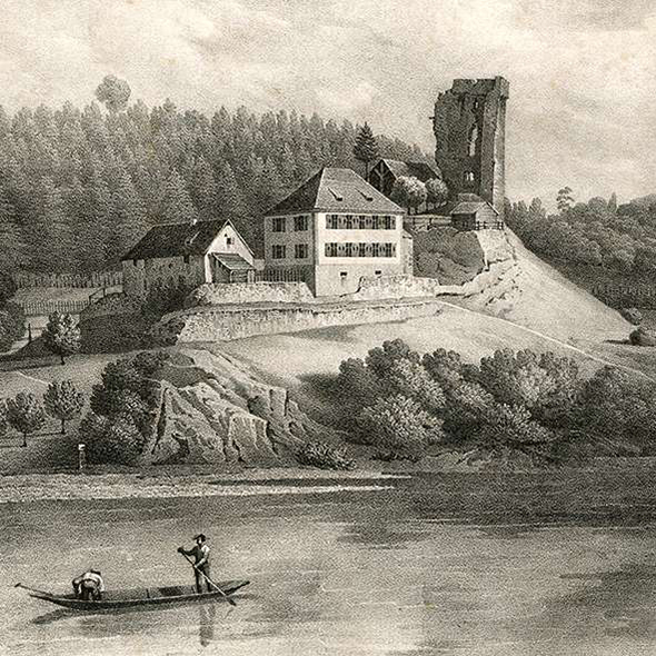 Die Reste der Burg Sponeck um 1840, Quelle: Landesarchiv BW, GLAK J-B Sponeck 3
