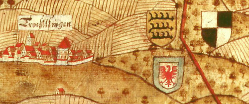 Trochtelfingen auf der Hohenzollern-Hechingischen Landkarte von Johann Ulrich Stierlin, 1717 (StAS K I Z/2 Bl.1)