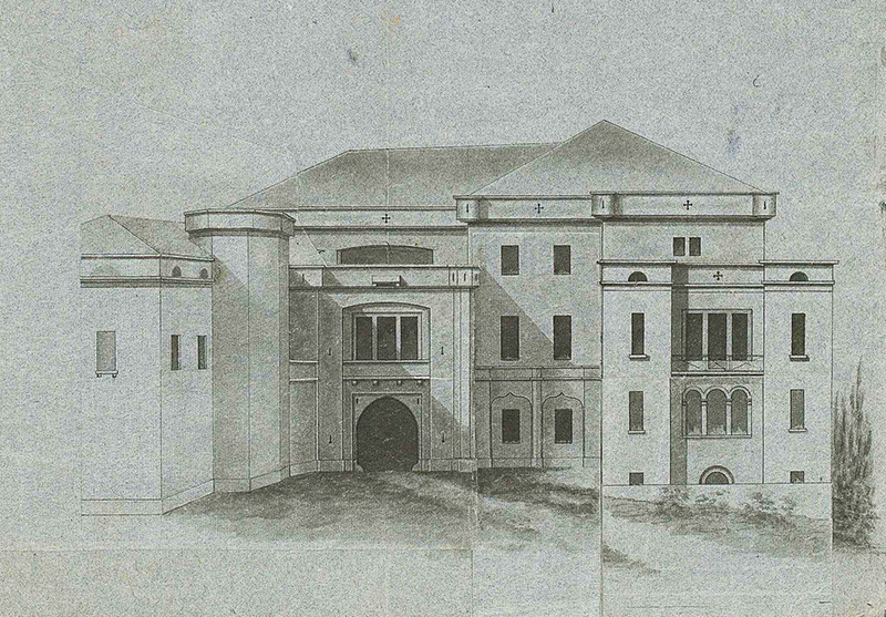 Schloss Haid in Böhmen, heute Tschechien, Pläne zur Umgestaltung in gotischem Stil, um 1830 (Landesarchiv StAWt R-K Nr. 1126)