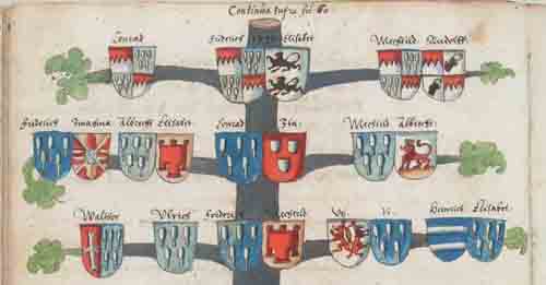 Stammbaum der Erbschenken von Limpurg zu Obersontheim, 1593 (StAL B 113 I Bü 2194 S. 21 R.)
