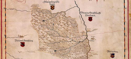 Der Baiersbronner Forst auf einer Karte von Georg Gadner, um 1600 (HStAS N 3 Nr. 1)