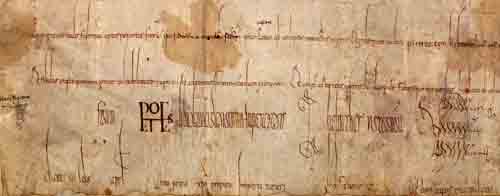 Kaiser Ludwig der Fromme nimmt 814 mit dieser Urkunde das Kloster Ellwangen in seinen Schutz (HStAS H 51 U 2)