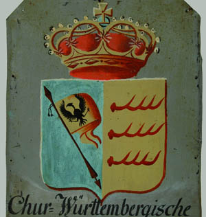 Württembergische Hoheitstafel aus Blech, 1806 (StAS Ho 80 A T 2 Nr. 492)