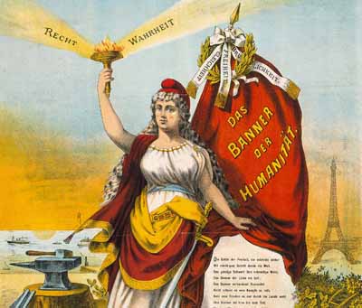 Die Göttin der Freiheit mit Hammer und Amboss, um 1890 (HStA E 150 Bü 2045)