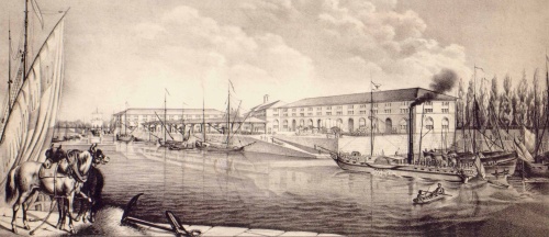 Der Mannheimer Rheinhafen, eingeweiht 1840 (GLAK J-B Mannheim/24)
