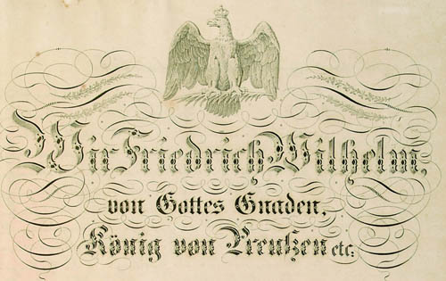 Ratifikationsurkunde König Friedrich Wilhelms IV. von Preußen, 1850 (StAS FAS HS 1-80 T 1-6 R 53, 1403)